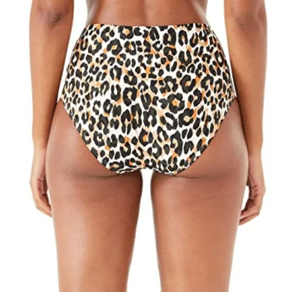 Kate Spade New York Belted High-Waist Animal-Print Bikini Bottom - Picture 6 of 6